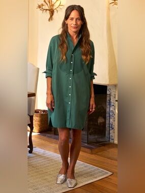 Frank & Eileen Tori Italian Cotton Shirt Dress Green Size Small NWT
